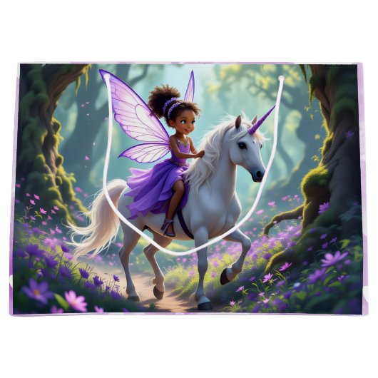 Mooi sprookje in betoverd bos verjaardag groot cadeauzakje (Voorkant)