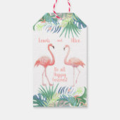 Mooi sprookje voor twee flamingo - Waterverf Cadeaulabel (Achterkant)