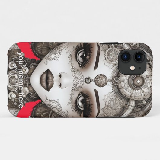 MOOI SPROOKJESGEZICHT STEAMPUNK ZWART WIT Case-Mate iPhone CASE (Achterkant (horizontaal))