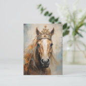 Mooi sprookjespaard in een kroon briefkaart (Staand voorkant)