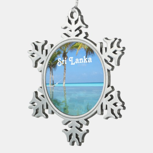 Mooi Sri Lanka Tin Sneeuwvlok Ornament (Rechts)