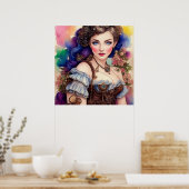 Mooi Steampunk Girl Poster (Keuken)