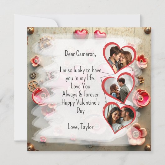 Mooi Steampunk Valentijnsdag | Fotosjabloon Kaart (Achterkant)