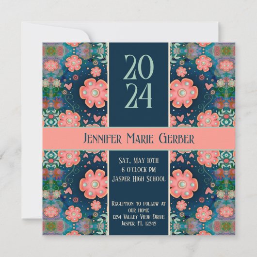 Mooi Stijlvol  Bloemig Modern Afstuderen Op Maat G Kaart (Voorkant)