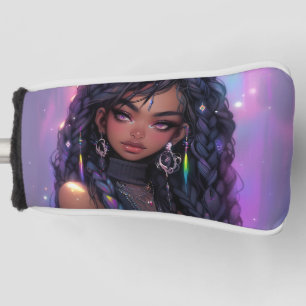 Mooi stijlvol gevlochten haar anime meisje golfheadcover