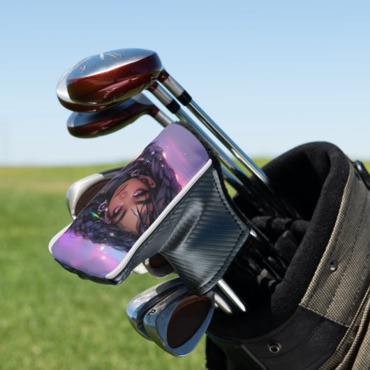 Mooi stijlvol gevlochten haar anime meisje golfheadcover (Insitu)