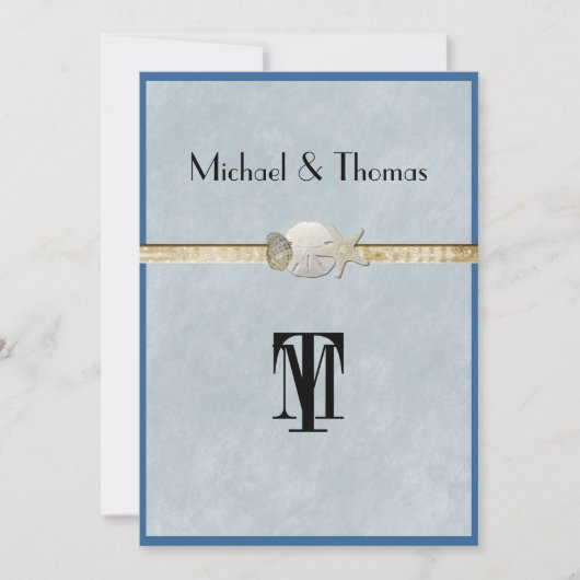 Mooi strand, bruiloft, zeester, goud kaart (Voorkant)