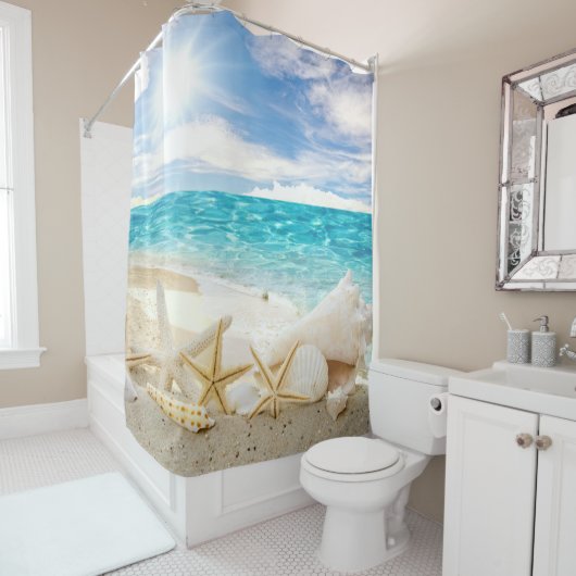 Mooi strand douchegordijn (In situ)