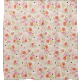 Mooi strand en roze Floral Douchegordijn (Voorkant)