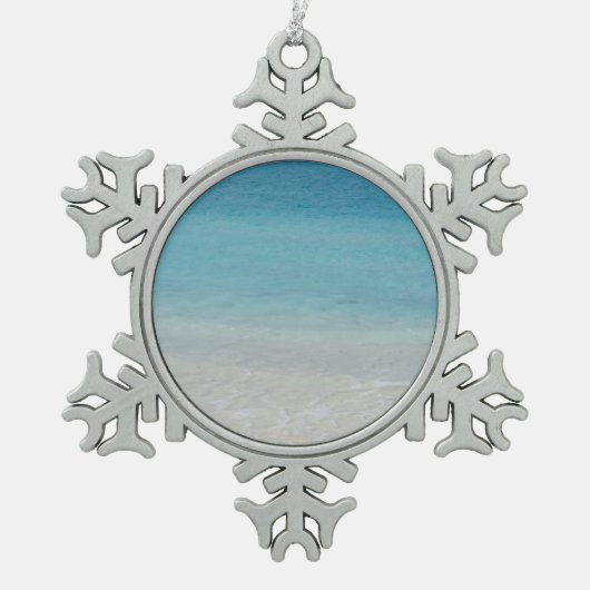 Mooi strand | Foto van Turks- en Caicoseilanden Tin Sneeuwvlok Ornament (Voorkant)