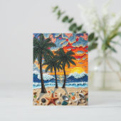 Mooi Strand Gelukkig | Groetjes Briefkaart (Staand voorkant)