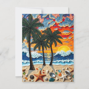 Mooi Strand Gelukkig Groetjes Briefkaart