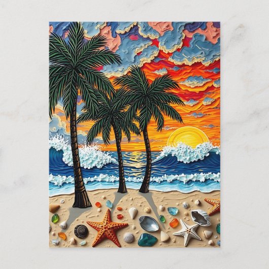 Mooi Strand Gelukkig | Groetjes Briefkaart (Voorkant)