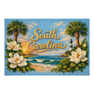 Mooi strand met magnolia in South Carolina Perfect Poster