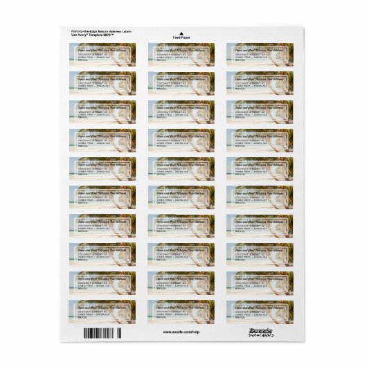 Mooi strand scène adreslabel etiket (Full Sheet)