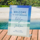Mooi strand Welkom bij onze bruiloft Reclamebord Met Voetstuk