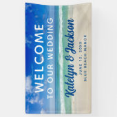 Mooi strand Welkom bij onze bruiloft Spandoek (Verticaal)