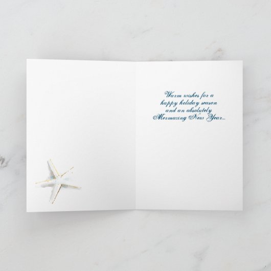 Mooi strand Zeemeermin kerstvakantie Kaart (Binnen)
