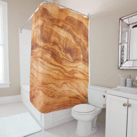 Mooi stuk hout douchegordijn (In situ)