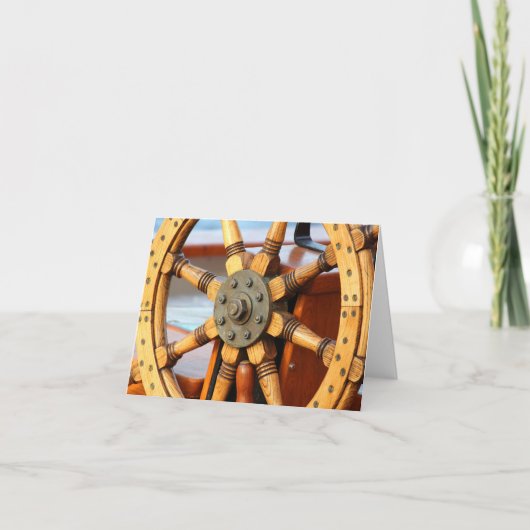 Mooi, Sturdy Wooden Ship's Wheel Kaart (Voorkant)