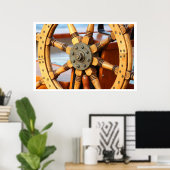 Mooi, Sturdy Wooden Ship's Wheel Poster (Thuiskantoor)