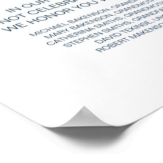 Mooi ter liefdevolle herinnering, marineblauwe her poster (Hoek)