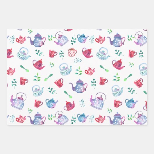 Mooi theepartij- en koffiepatronen inpakpapier vel (Voorkant)