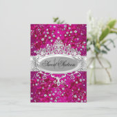 Mooi Tiara Glitter Bloemen Roze Sweet 16 Kaart (Staand voorkant)