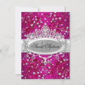 Mooi Tiara Glitter Bloemen Roze Sweet 16 Kaart (Voorkant)