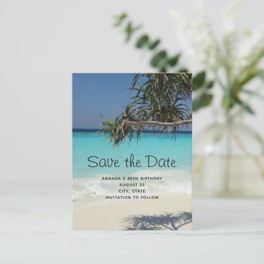 Mooi Tropical Ocean Paradise Save the Date Uitnodiging Briefkaart (Staand voorkant)