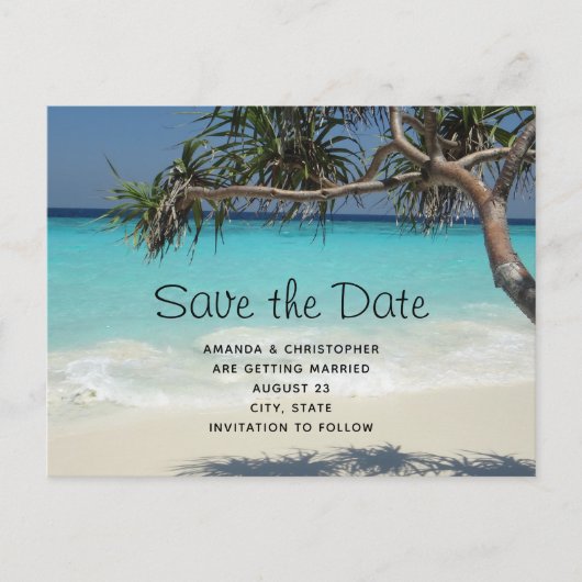 Mooi Tropical Ocean Paradise Save the Date Uitnodiging Briefkaart (Voorkant)