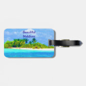 Mooi tropisch eiland op de Malediven Bagagelabel (Achterkant horizontaal)