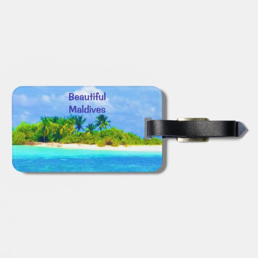 Mooi tropisch eiland op de Malediven Bagagelabel (Achterkant horizontaal)