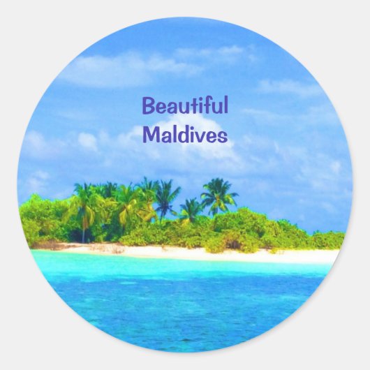 Mooi tropisch eiland op de Malediven Ronde Sticker (Voorkant)