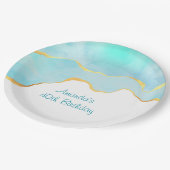 Mooi Tropisch Groen Blauw met gouden Grens Papieren Bordje (Gekanteld)