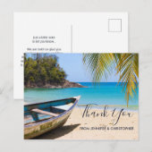 Mooi tropisch strand met een rowboot bedankt briefkaart (Voorkant / Achterkant)