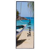 Mooi tropisch strand met een rowboot bedankt wijn cadeautas (Voorkant)