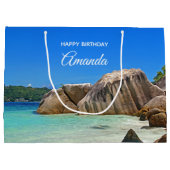 Mooi tropisch Zee met een Rocky Beach Birthday Groot Cadeauzakje (Achterkant)