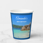 Mooi tropisch Zee met een Rocky Beach Birthday Papieren Bekers (Achterkant)