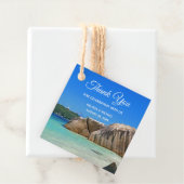 Mooi tropisch Zee Rocky Coastline Wedding Bedankjes Labels (In situ)