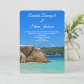 Mooi tropisch Zee Rocky Coastline Wedding Kaart (Staand voorkant)