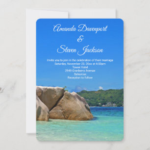 Mooi tropisch Zee Rocky Coastline Wedding Kaart