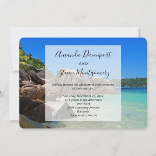 Mooi tropisch Zee Rocky Coastline Wedding Kaart