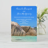 Mooi tropisch Zee Rocky Coastline Wedding Kaart (Staand voorkant)