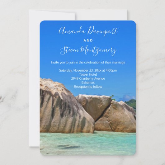 Mooi tropisch Zee Rocky Coastline Wedding Kaart (Voorkant)