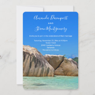 Mooi tropisch Zee Rocky Coastline Wedding Kaart
