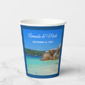 Mooi tropisch Zee Rocky Coastline Wedding Papieren Bekers (Achterkant)