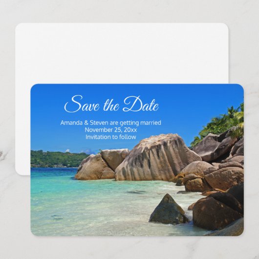 Mooi tropisch Zee Rocky Coastline Wedding Save The Date (Voorkant / Achterkant)