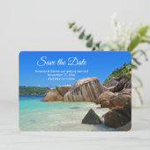 Mooi tropisch Zee Rocky Coastline Wedding Save The Date (Staand voorkant)