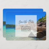 Mooi tropisch Zee Rocky Coastline Wedding Save The Date (Voorkant / Achterkant)